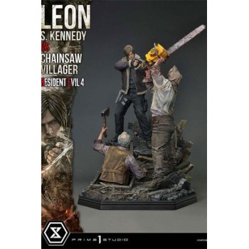 Resident Evil 4 Ultimate Premium Masterline Series Statue 1/4 Leon S. Kennedy vs. Chainsaw Villager Bonus Ver. 76 cm