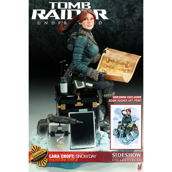 lara croft snow day statue